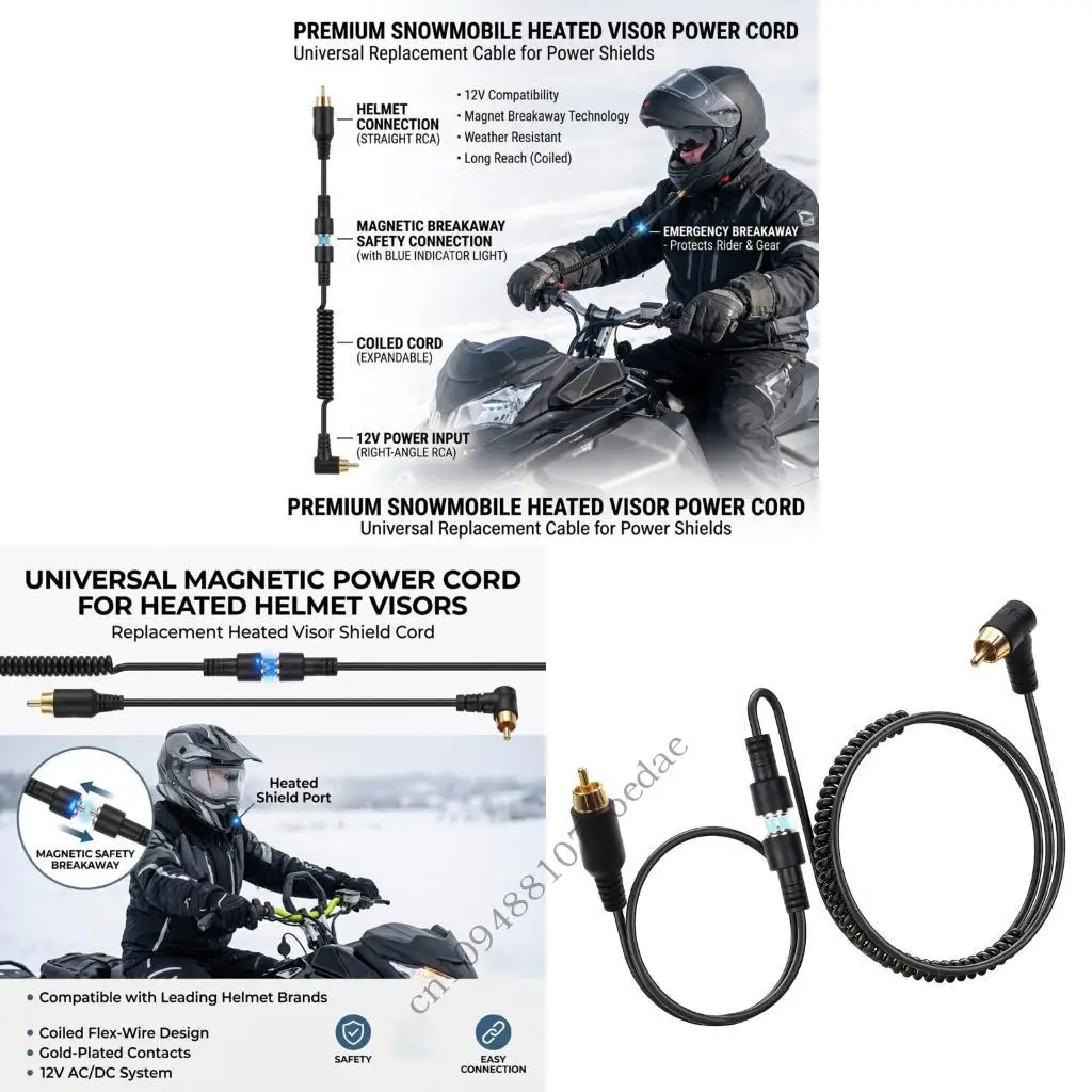 Heated Face Wire Heated Cord For Snowmobile Helmets Includes Battery Terminal Leads And Fuses