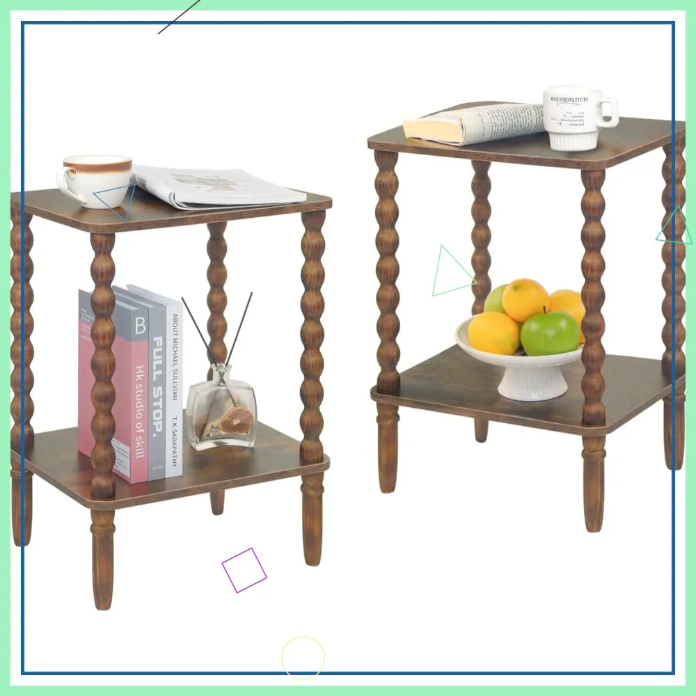 

Набор из 2-х прикроватных тумбочек в деревенском стиле, коричневого цвета, с полкой для хранения, идеально подходит для спальни, гостиной, офиса и небольших помещений.