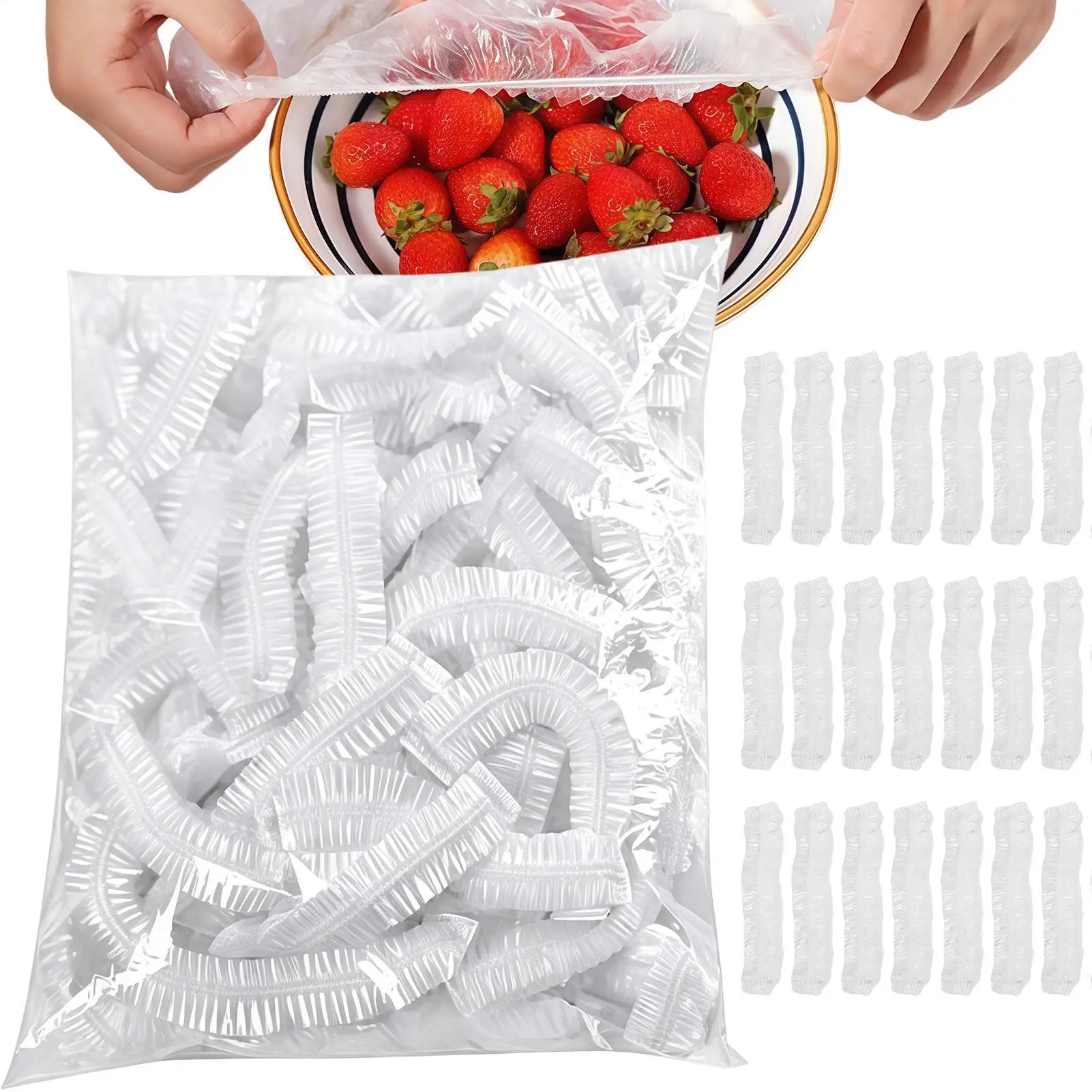 100 Pieces Flexible Plate Covers Cling Bags Food Covers Elastic For Leftover Food Fresh Fruits Vegetables Sourdough Bread Baking