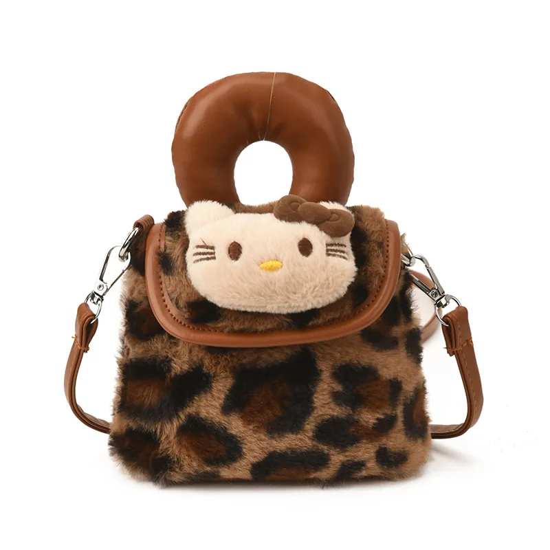 1pcs for Hello Kitty Handbag  Black Leather  For Women Large Capacity Portable Commuter Travel