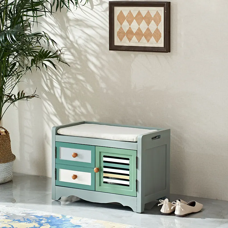 

American small shoe changing stool multi-functional entry shoe stool storage storage stool shoe cabinet multi-functional simple