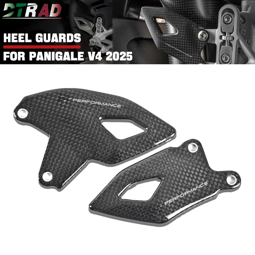 For DUCATI Panigale V4 S V4S 2025 Carbon Fiber Heel Guards Foot Plate Protector Motorcycle Modified Parts Matte/Gloss With Logo