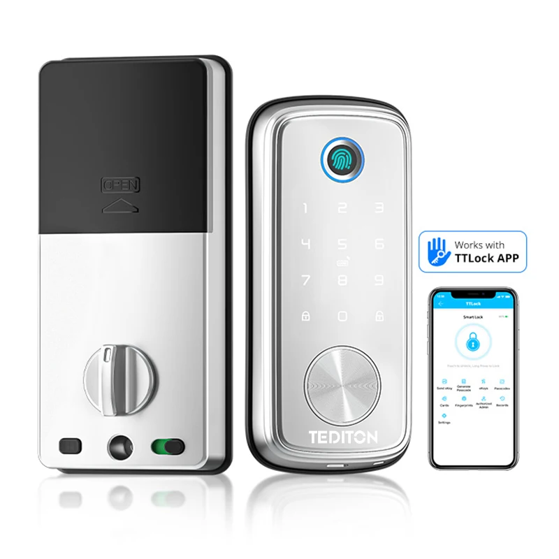 Smart Home Electronic Digital Keypad Deadbolt Door Lock With WiFi App, Fingerprint, Code and M1 Card Function