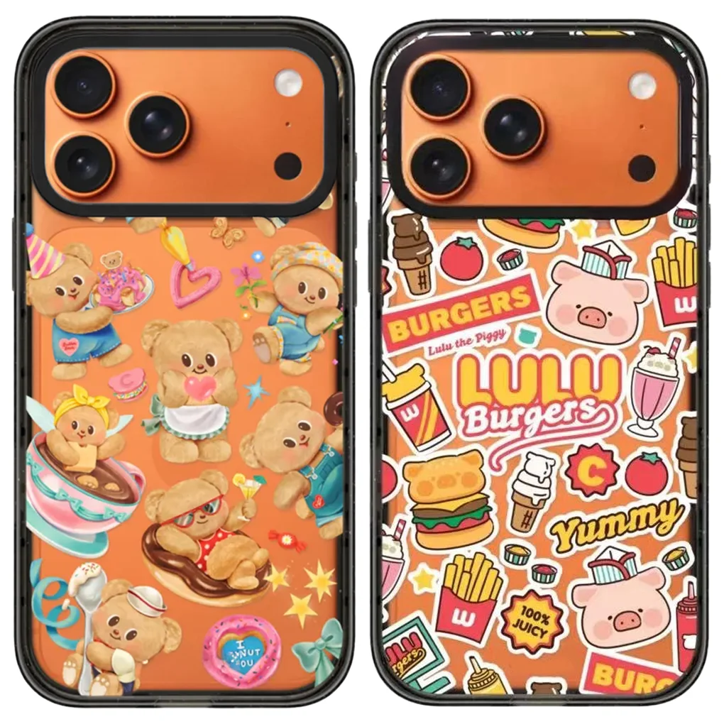 

Pig Burger Acrylic Black Border Magnetic Case: Compatible with iPhone 17 16 15 14 13 12 Pro Max 17 Air