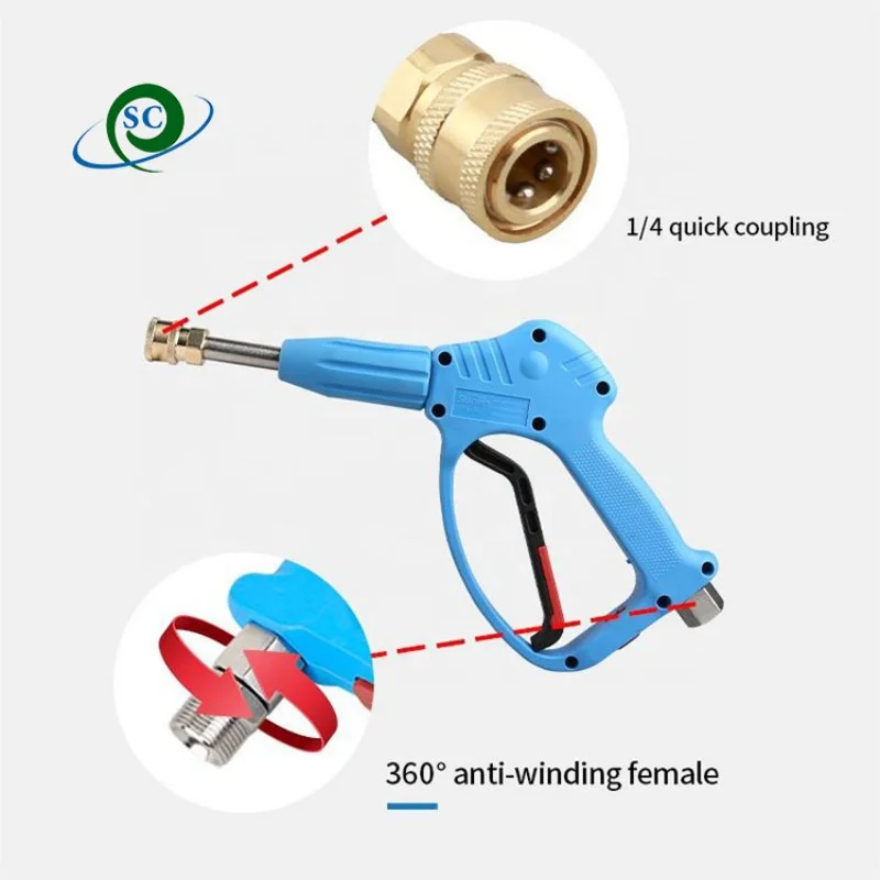 High Pressure Car Wash Washer Brass Valve Cleaning Spray Gun with 5 pcs Color Nozzle & Washer Hose Water Gun