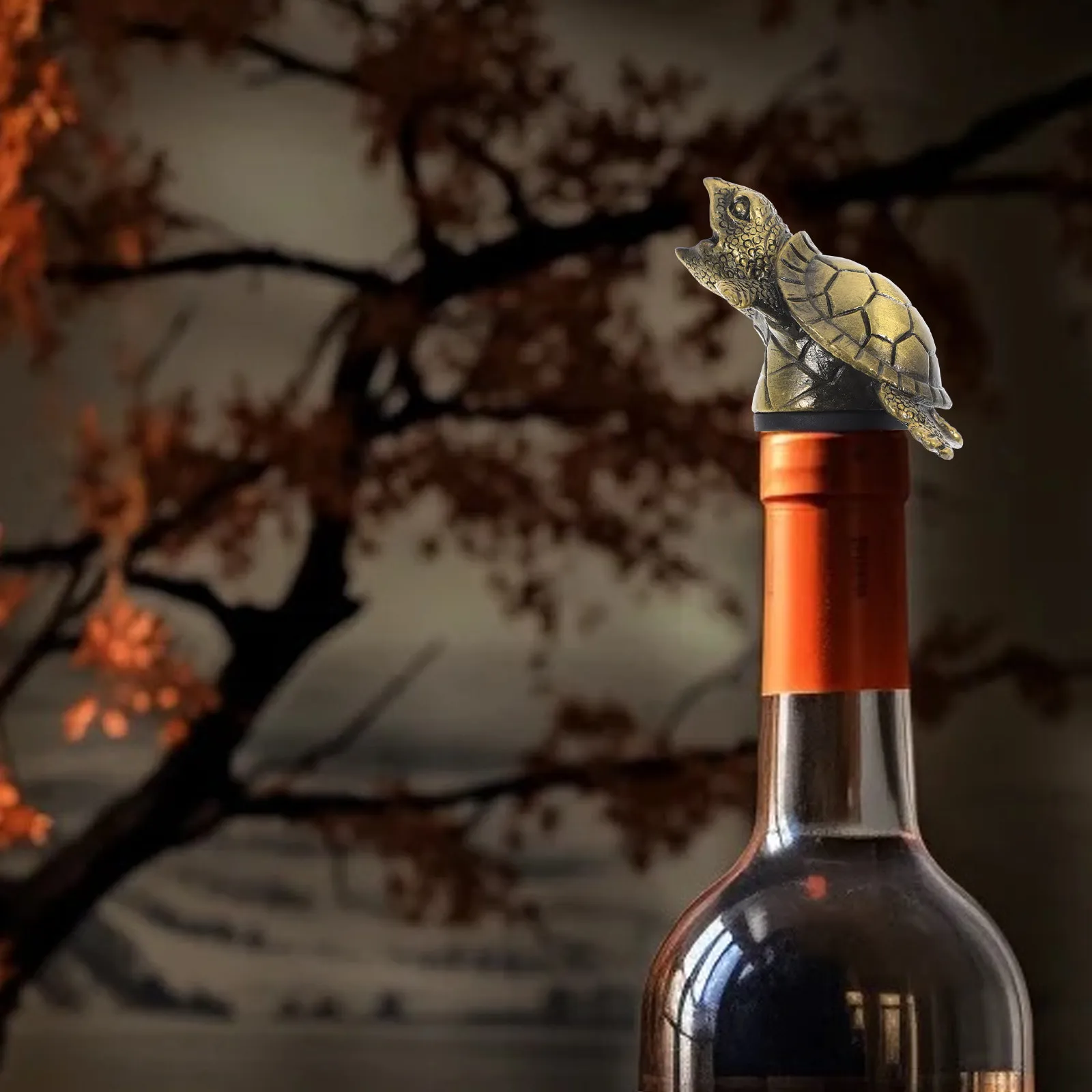 Decorative Zinc Alloy Wine Pourer Ocean Animal Sea Turtle Shape Style Wine Bottle Spout Liquor Pourer Spouts for Bottles