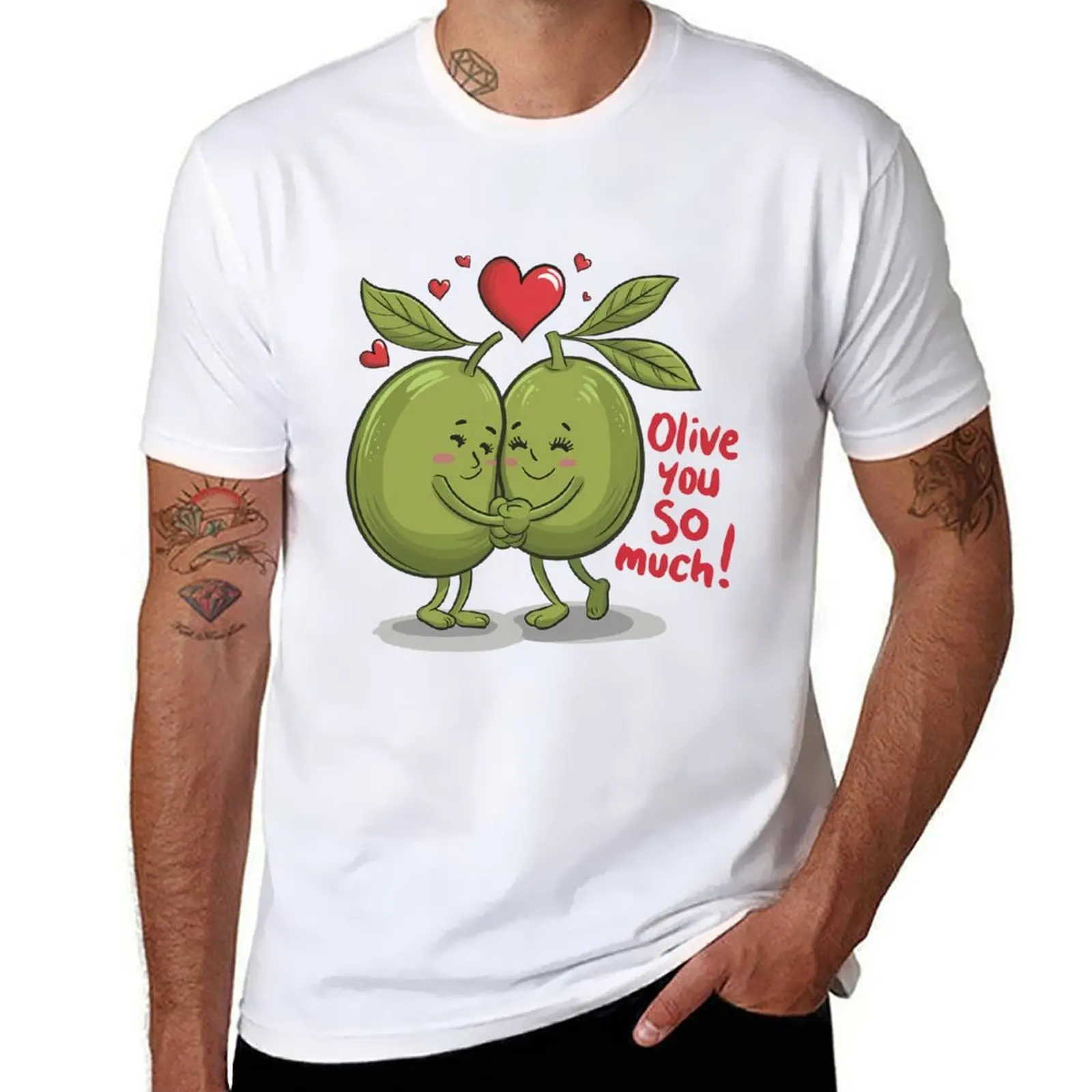 Olive you so much ! T-Shirt blacks vintage graphic tee mens white t shirts