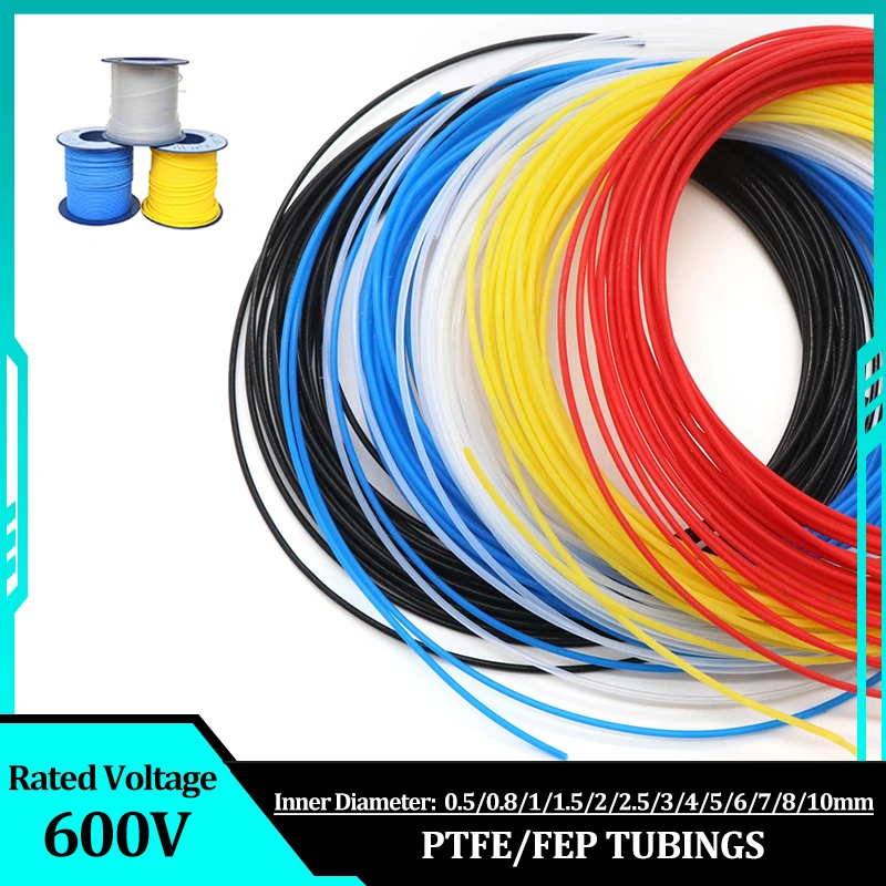 

PTFE/ FEPTube Dia. 0.5/0.8/1/1.5/2/2.5/3/4/5/6/7/8/10mm Insulated Hose Extruder J-head Rigid Pipe For 3D Printer Parts