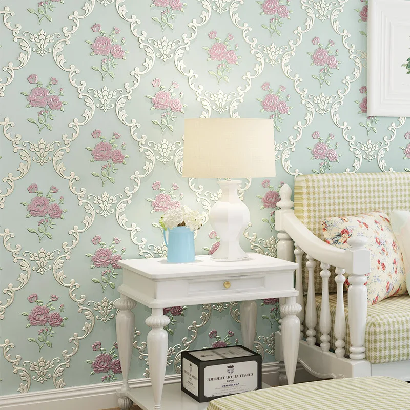 3D ورق حائط ذاتي اللصق مزرعة نمط غرفة نوم دافئة غرفة الزفاف الجدار ملصق دمشق خلفية خلفية