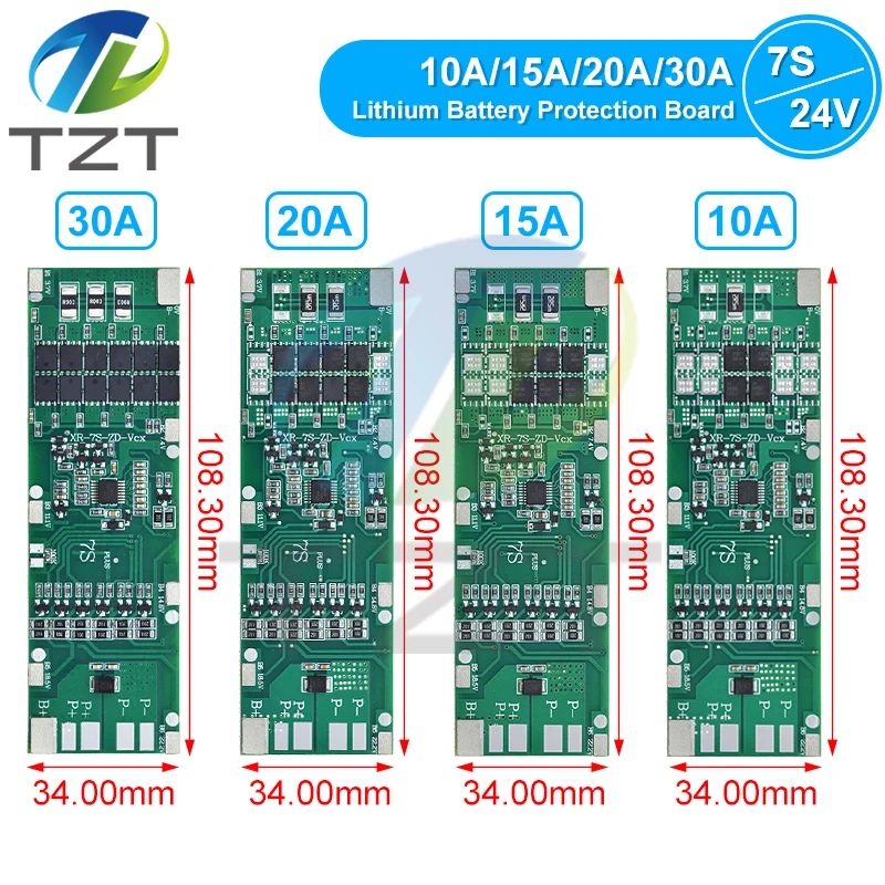 BMS 7S 24V 10A 15A 20A 30A Li-ion 18650 Battery Charge Board With Balance Function Short Circuit / Temperature Protection