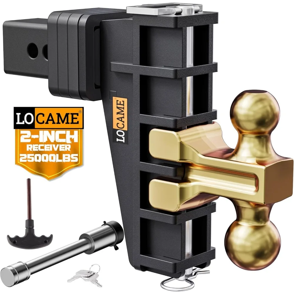

Adjustable Trailer Hitch Fits 2 Inch Receiver 6 Inch Drop Rise Heavy Duty Tow Hitch Ball Mount 25000 LBS GTW