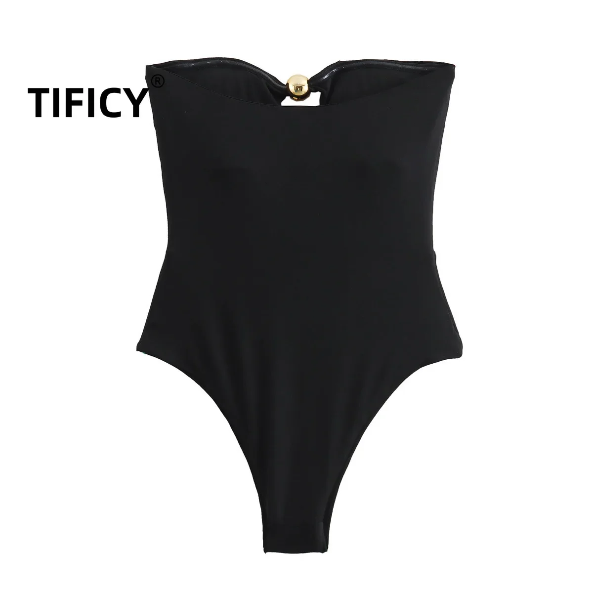 TIFICY Summer Sexy Bodysuit New Women's One-piece Neck Chest Wrapped Swimsuit with Hollowed Out Sexy Jumpsuit and Jumpsuit