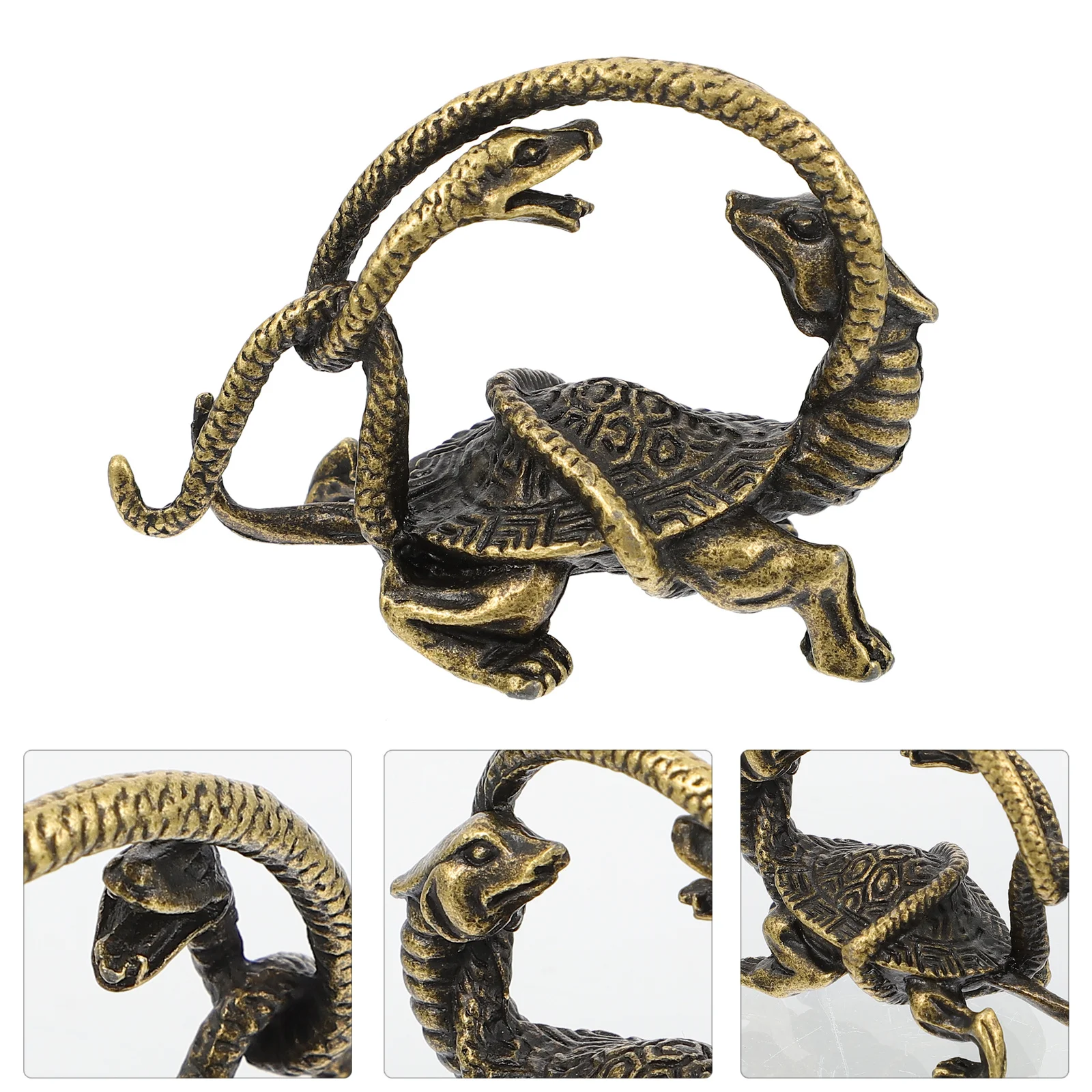 

1Pcs Brass Alloy Tortoise Snake Ornament Small Exquisite Desktop Animal Adornment Practical Decorative Supply