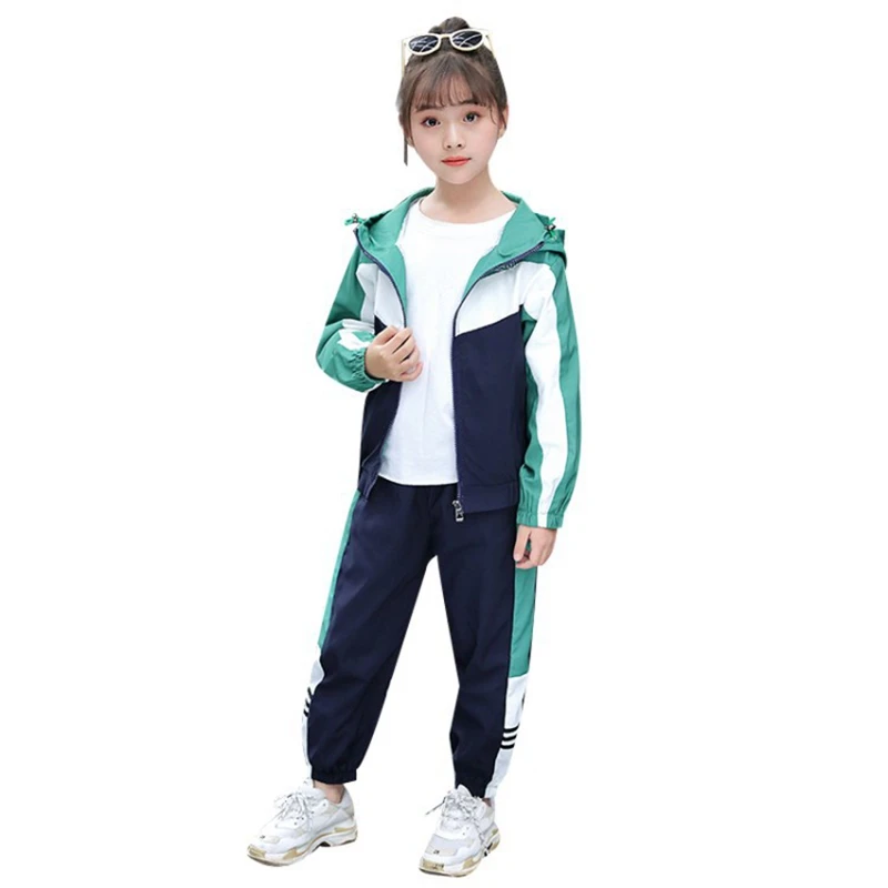 New Girls Clothing Sets Teenage Autumn Tracksuit Kids Plus Size Sportswear Girls Suit Costume Sports Suits 6 8 10 12 Years