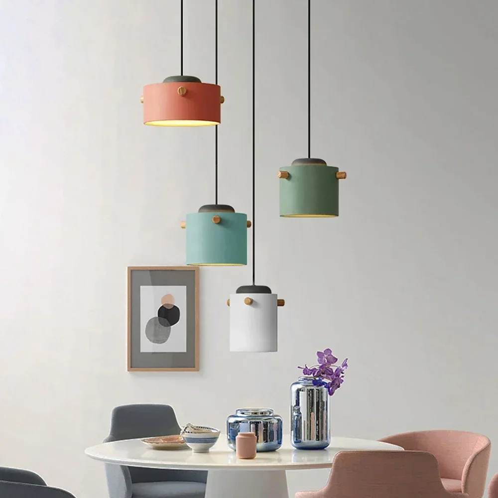 

Modern LED Pendant Lights Nordic Colorful Chnadelier Living Room Dinning Room Luminarias Decorativas E27 Bulb Fixture Torch