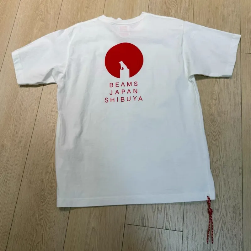 Red Sun Wolf Silhouette Printed Letter Logo Beams Tshirts Men Women Breathable Cotton Round Neck Short Sleeve Summer Casual Tees