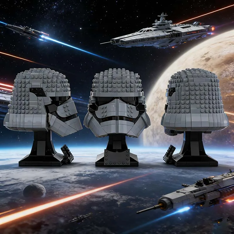 689PCS Elite Trooper Helmet MOC Model Custom Building Blocks Assembly Educational Toy Birthday Gift For Boys Collection Display view 3