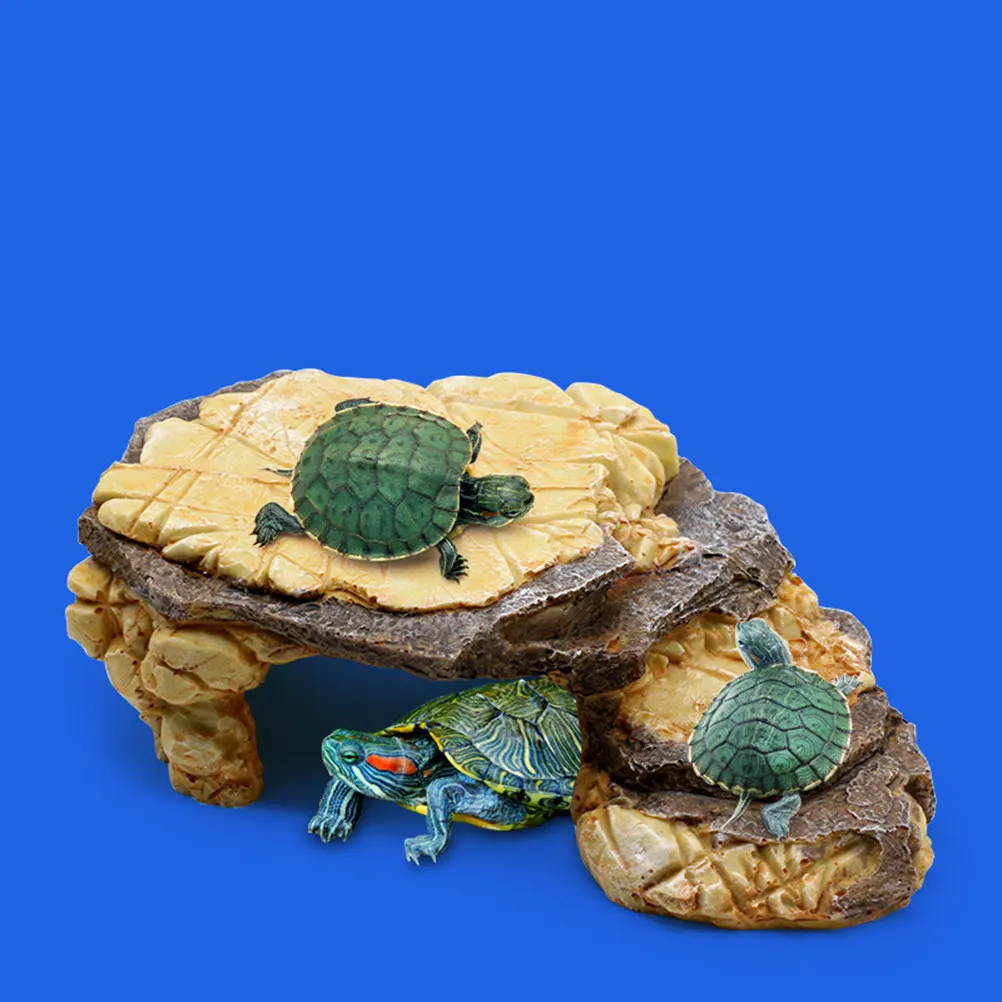 Large Turtle Basking Platform Resin Reptile Terrapin Sunning Dock for Aquarium Tank Decoration Habitat Landscaping Tortoise