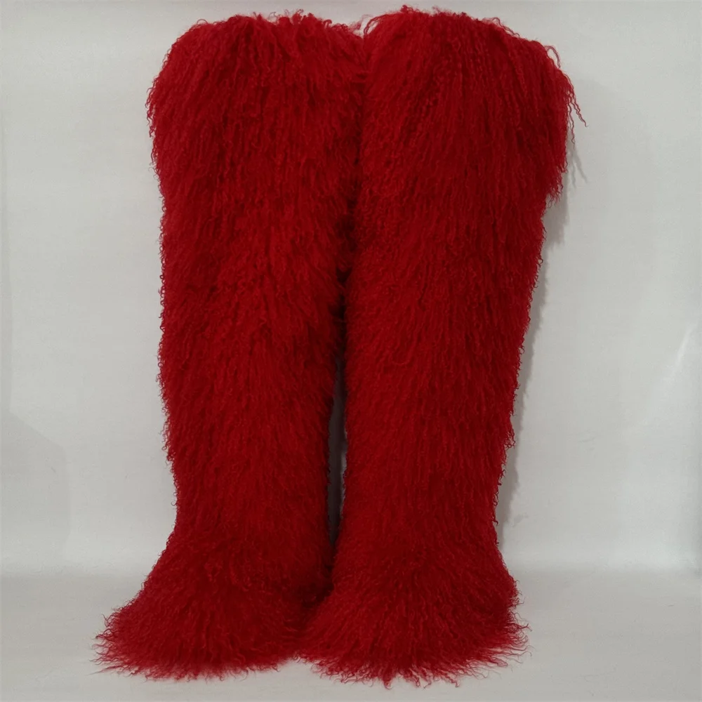 72cm Women's Thigh High Mongolian Fur Snow Boots Winter New Sheep Fur Snow Boots Women's Boots Leg Warm Boots Non-Slip Soles view 6