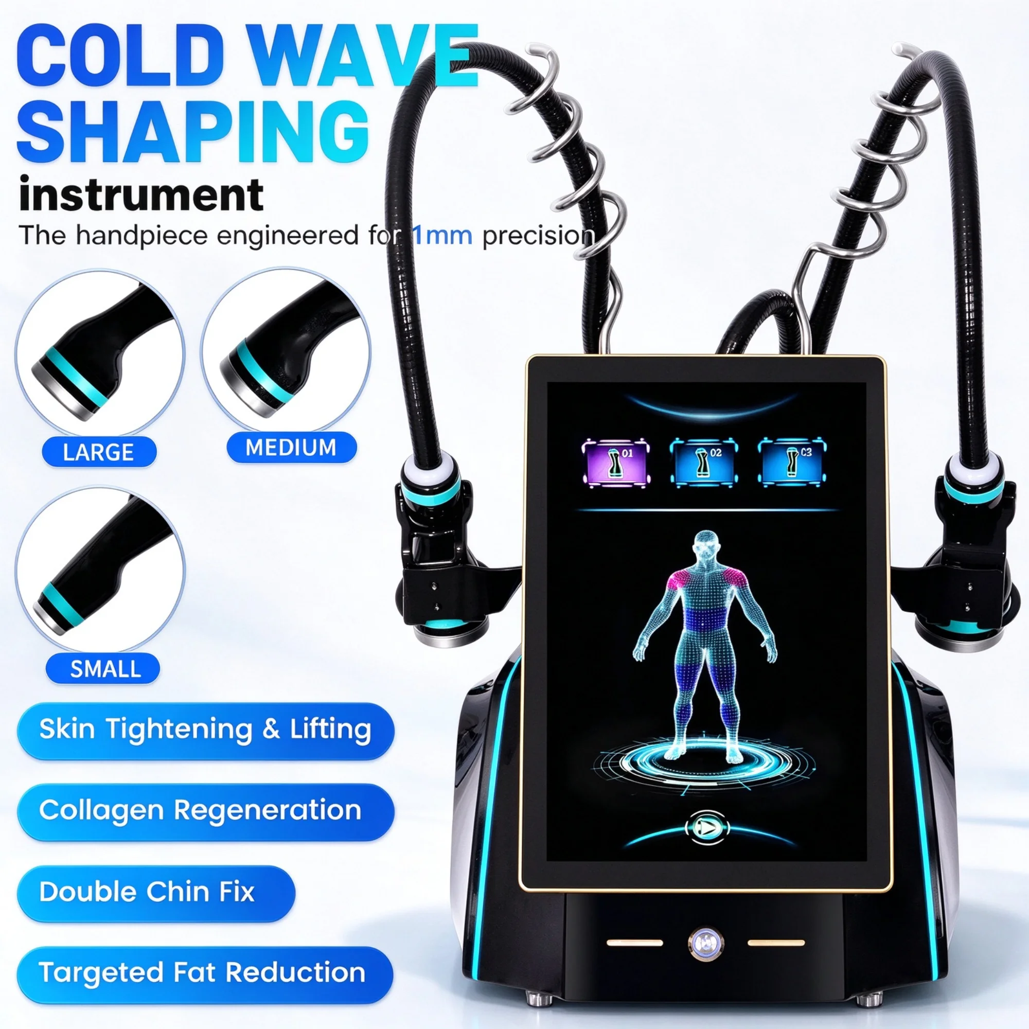 New Upgrade Cold Wave Shaping Machine 3 Size Handpieces 2.45GHz Microwave Non-invasive Fat Dissolving Body Sculpting Facial Lift