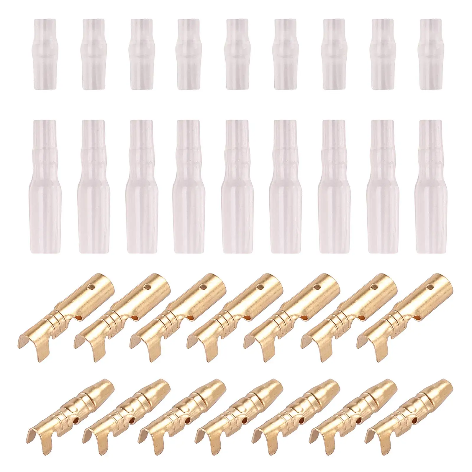 

200pcs Bullet Connectors Male and Female, Brass Bullet Terminal Connectors with Insulation Sleeve, Motorcycle Connector Kit