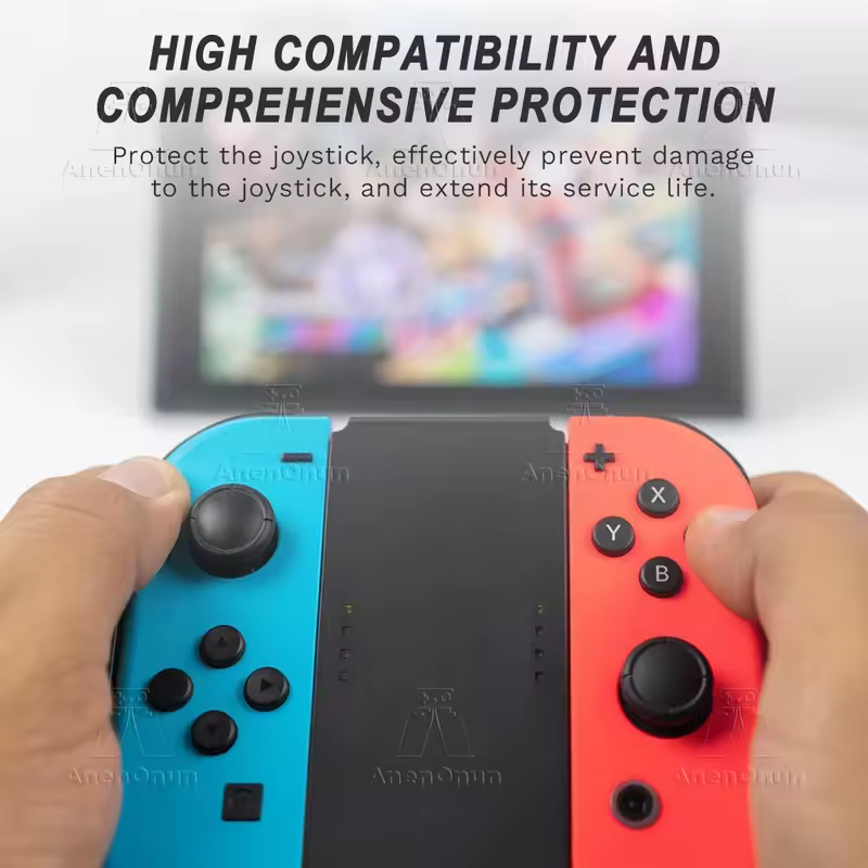 Joycon Joystick Replacement Cap for Switch/Switch Lite/Switch OLED Premium Thumb Grip Non-Slip Silicone Protective Cover - Black - Image 5