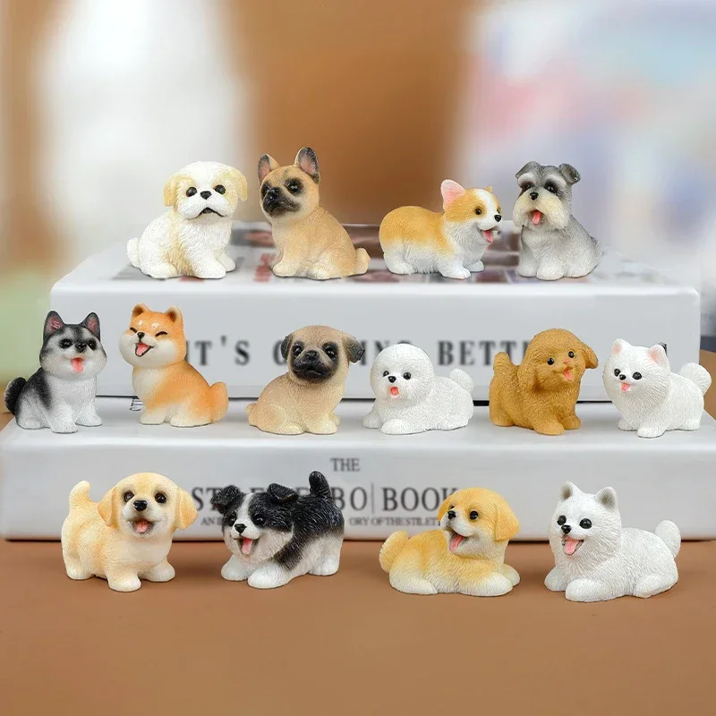 Dollhouse Cute Small Dog Puppy Animal Decoration Resin Craft Miniature Figure For Bonsai Microlandscape Fairy Garden Decor