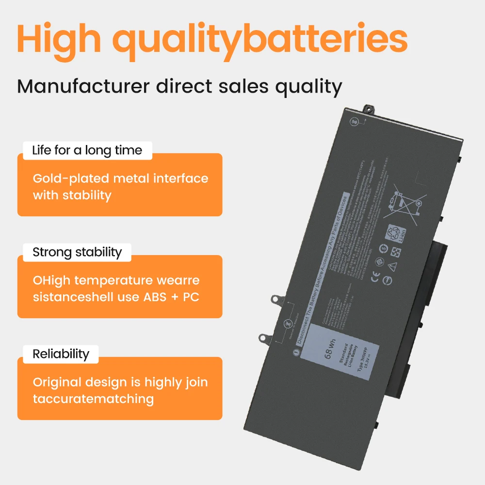 New 3HWPP Laptop Battery For Dell Latitude 5401 5501 5410 5411 5510 5511,For Dell Precision 3541 3550 3551 1VY7F N2NLL P80F003