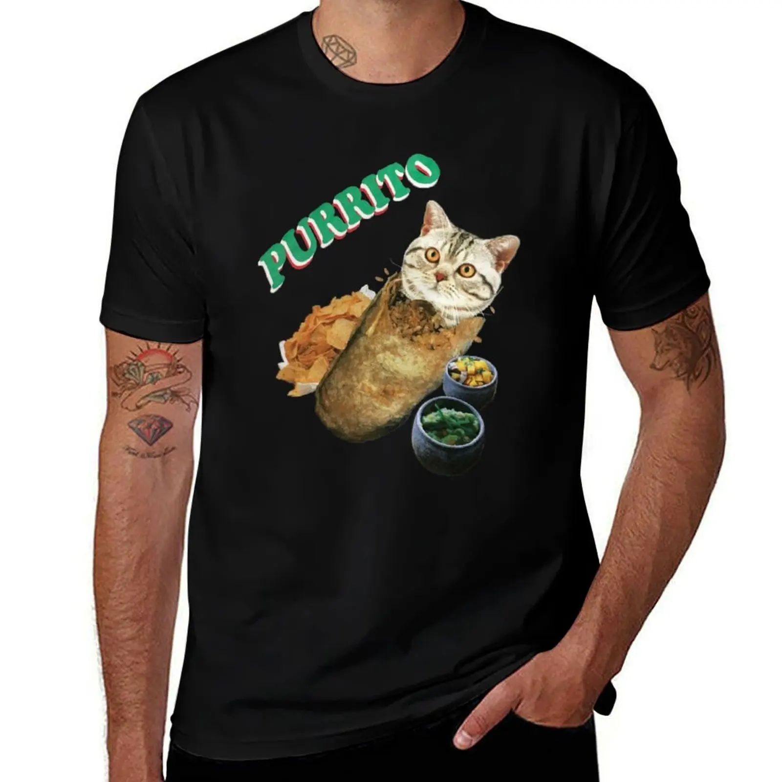 Purrito Cat In A Burrito Gift Halloween Day, Thanksgiving, Christmas Day T-Shirt anime figures oversized t shirt T-shirt men