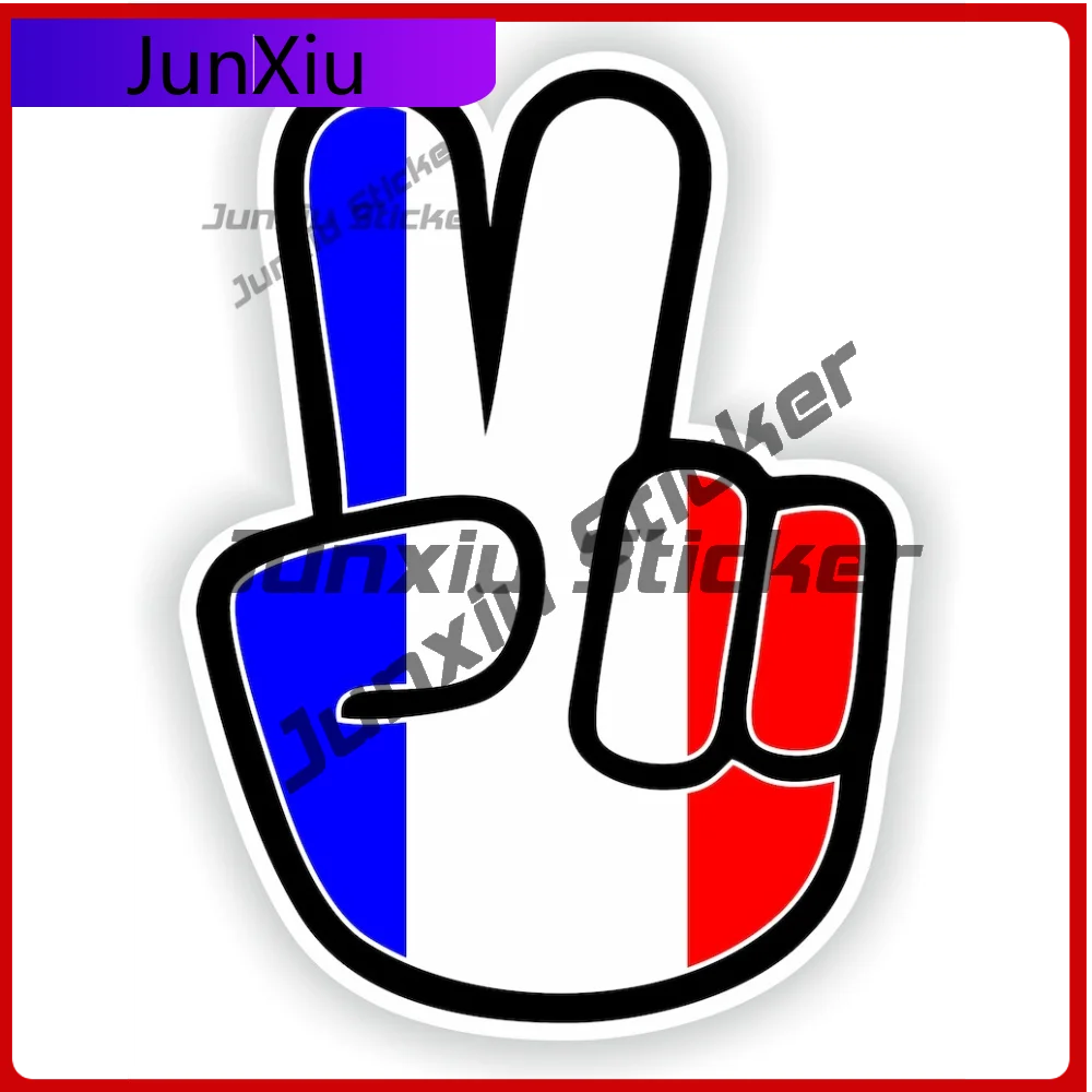 France Hand Peace Victory Hippy Waterproof Sticker Premium Auto Accessory for Fridge Boat - Handmade Decorative Decal