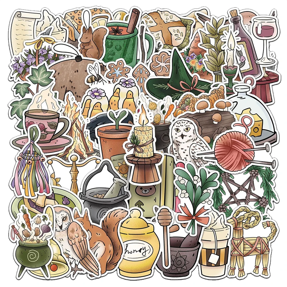 

10/30/50pcs Vintage Forest Magic Animal Stickers Creative Graffiti Decals DIY Skateboard Diary Phone Cartoon Waterproof Sticker