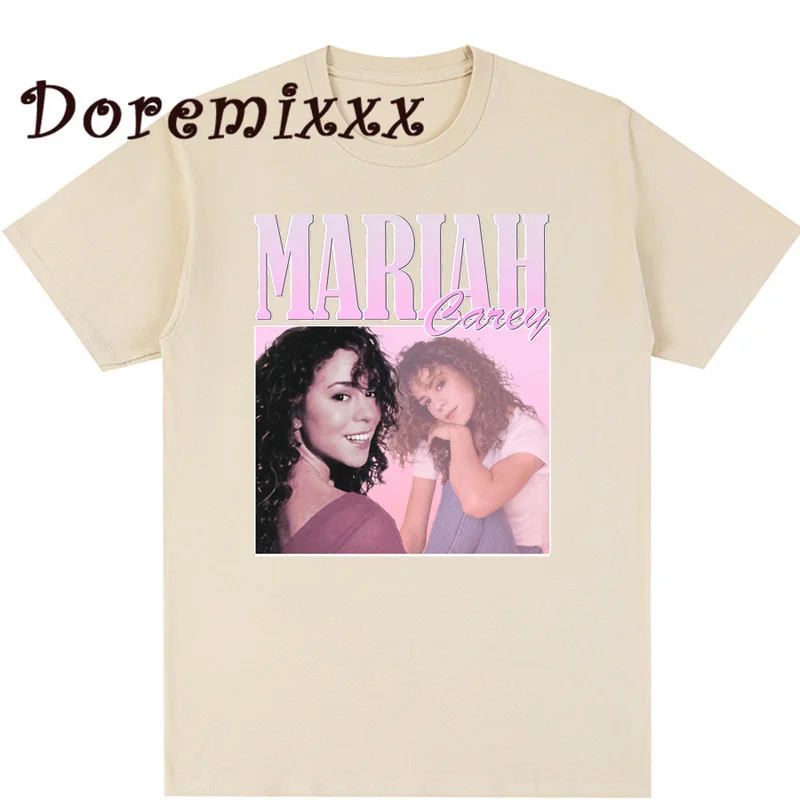 Retro T-shirt Hip Hop Singer Mariah Carey T Shirt Vintage Singer Graphic Tshirt Oversized Cotton Short Sleeve Tshirts Streetwear