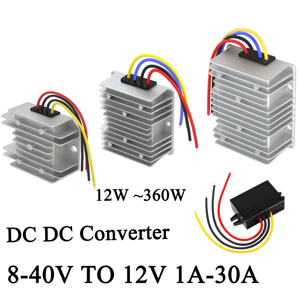 8-40V TO 12V 1A 2A 3A 4A 6A 10A 15A 20A 25A 30A Step Up/down DC DC Power Converter Buck Boost Voltage Regulator Car Power Supply