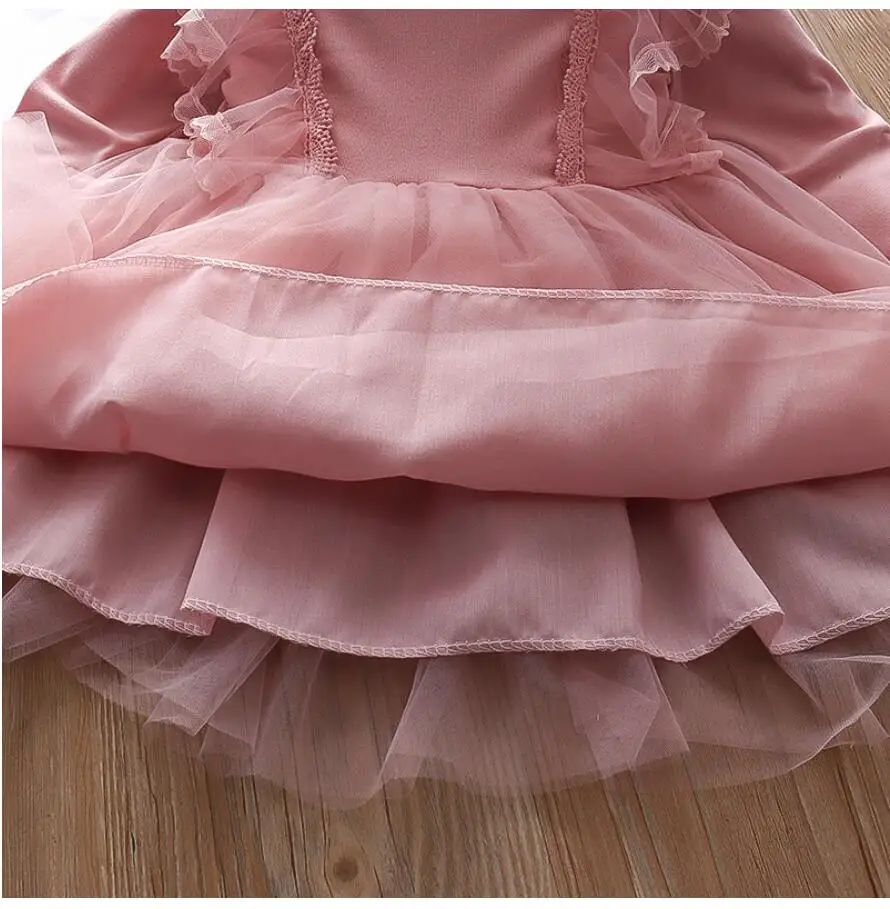 Girls Gauze Tutu Dress White Pink Spring Children Lace Princess Dress For 1-6 Yeas Old Baby Girl\'s Birthday Party Costume