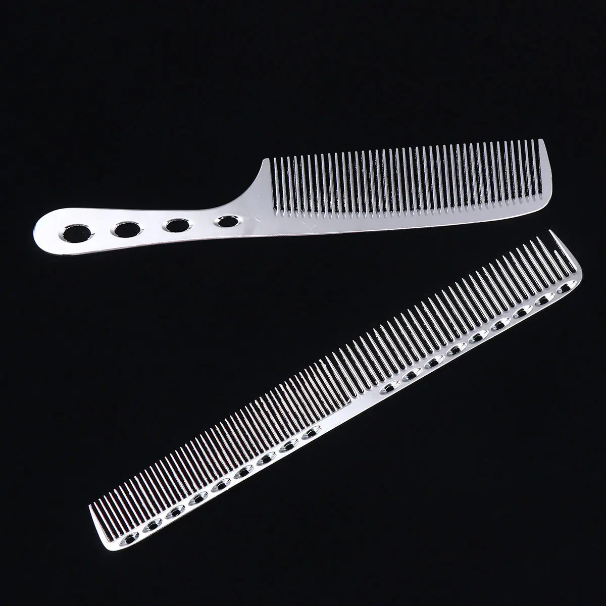 2Pcs Professional Stainless Steel Hair Comb Set S908 S909 Bright Silver Fine Teeth Massage Comb Stimulate Scalp Blood