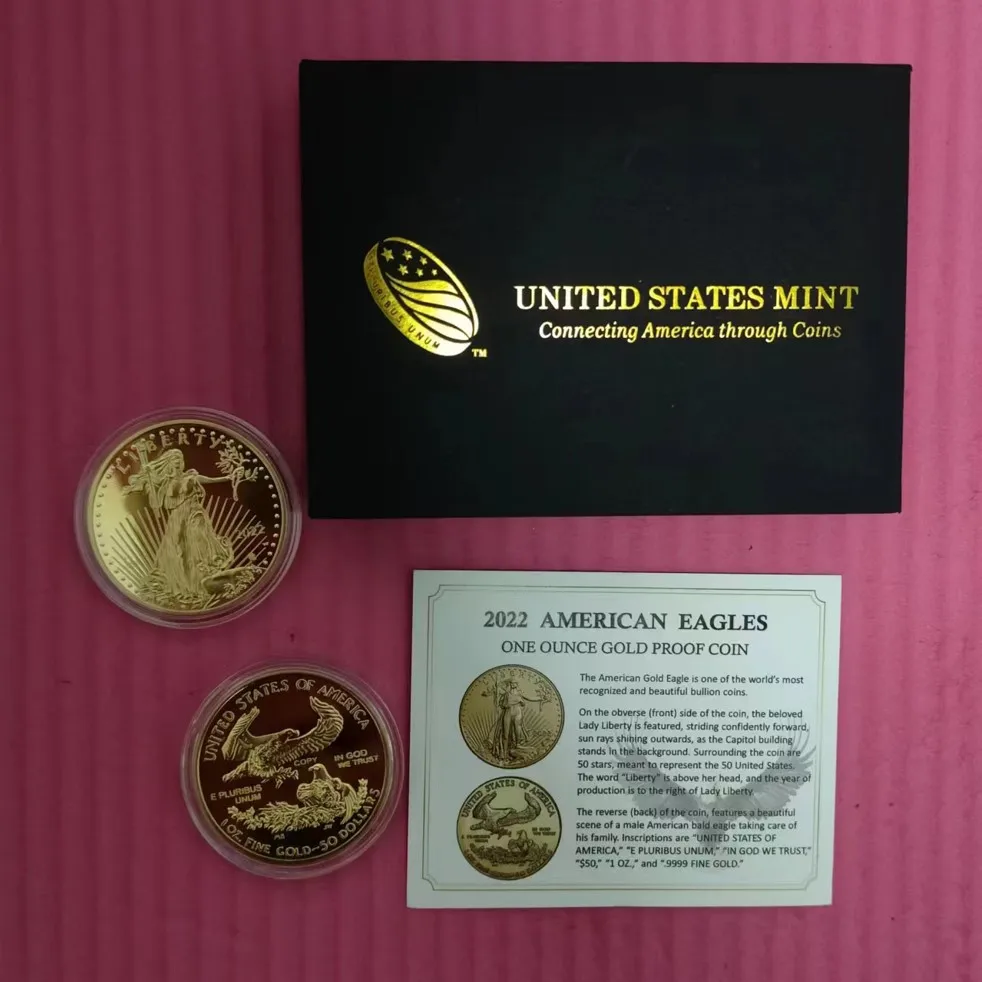 3 Styles 2022 US Liberty Coins Eagle Coin With Mint Box American Gold Coin Collectibles Home Decor Coins