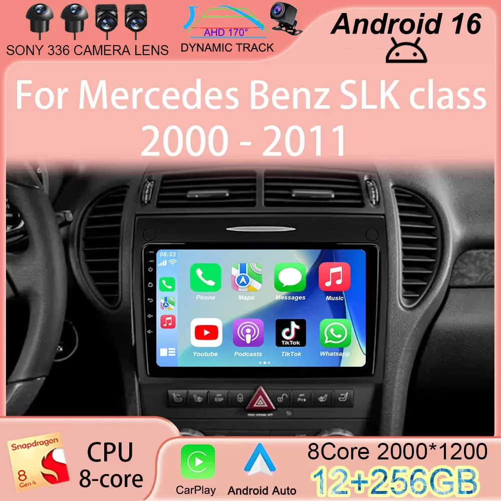 Android 16 Car Radio For Mercedes Benz SLK class R171 SLK200 SLK280 SLK300 2000-2011 GPS Navigation Multimedia Player Stereo DSP