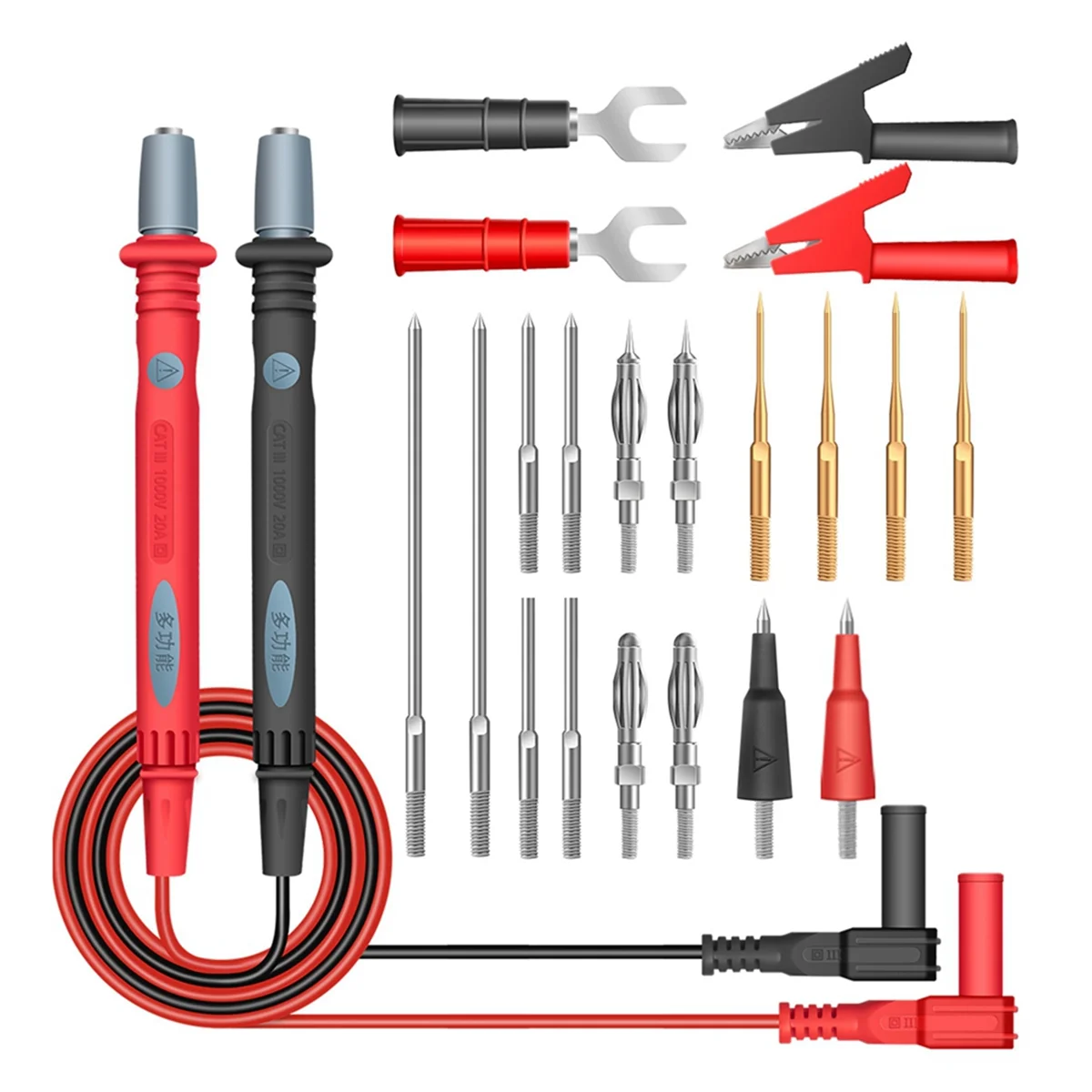 

22-In-1 Multimeter Test Lead Set Professional Silicone Insulated Test Probes with Alligator Clips Banana Plugs Tips