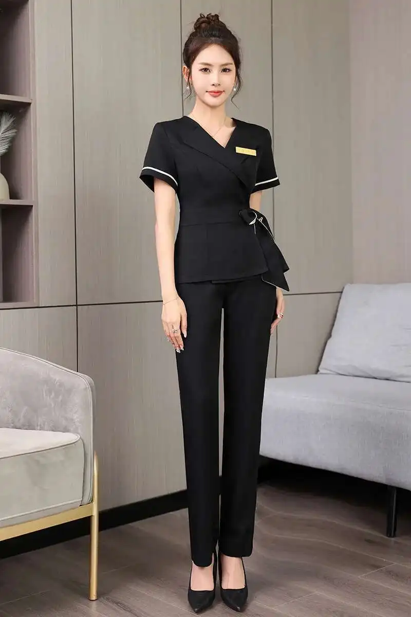 

Beautician Uniforms Fashion Skin Management Ear Pickers Massage Work Clothes For Women On Hotel Foot Bath Technician S-3Xl