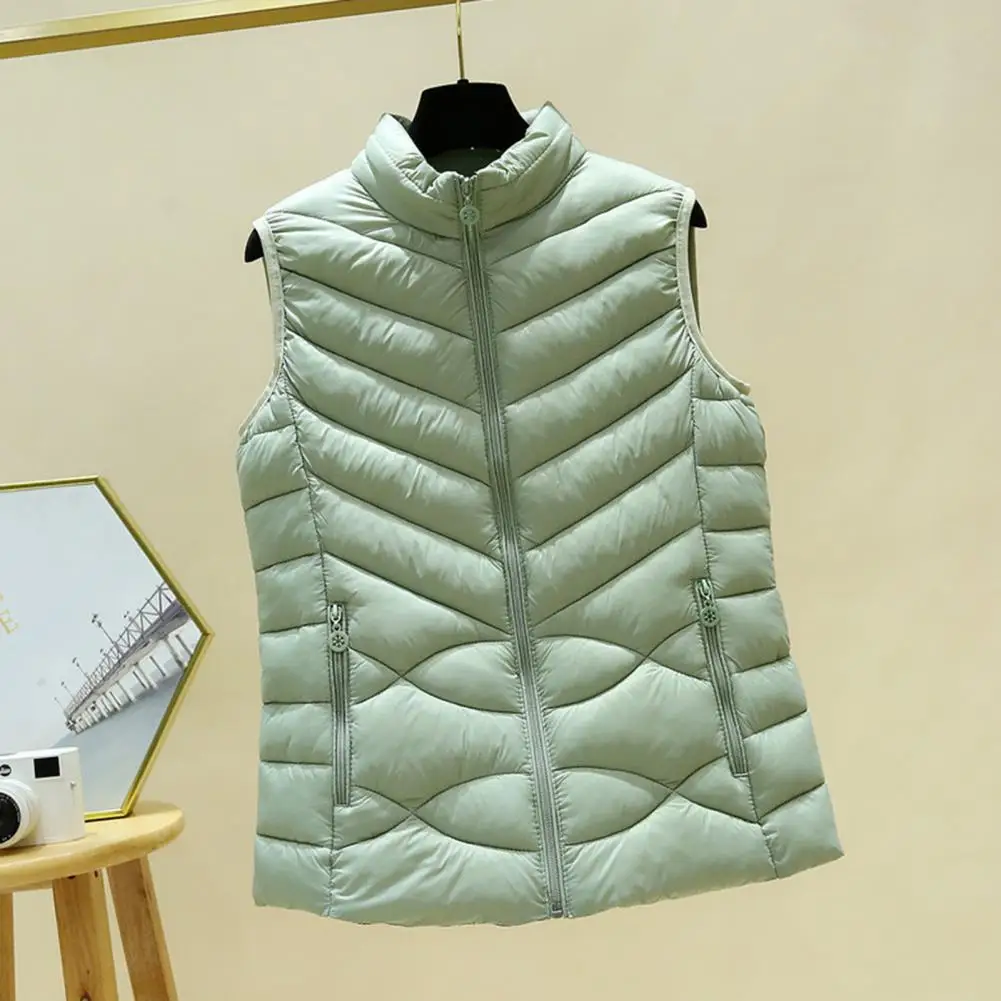 Women Polyester Vest Stylish Women's Padded Vest for Autumn Winter Ultra Light Sleeveless Jacket with Zipper Closure for Home