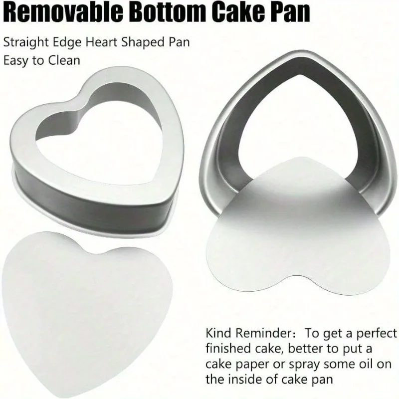 4pcs Aluminum Heart Shaped Cake Pans, 4pcs Nonstick Baking Pan with Removable Bottom 4/6/8/10 Inches Cake Mold for Valentine's Day Wedding Birthday Anniversary