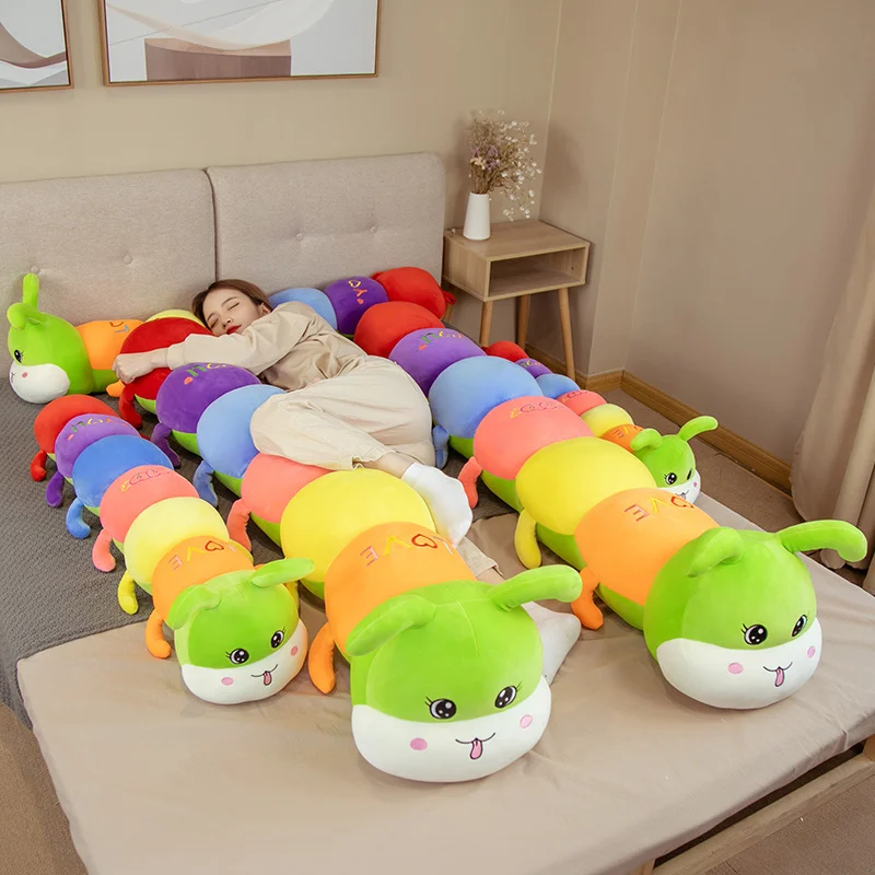 

70-130cm Lovely Soft Colorful Caterpillar Plush Long Pillow Kids Children Stuffed Plush Toys Worm Soft Plush Doll Birthday Gift