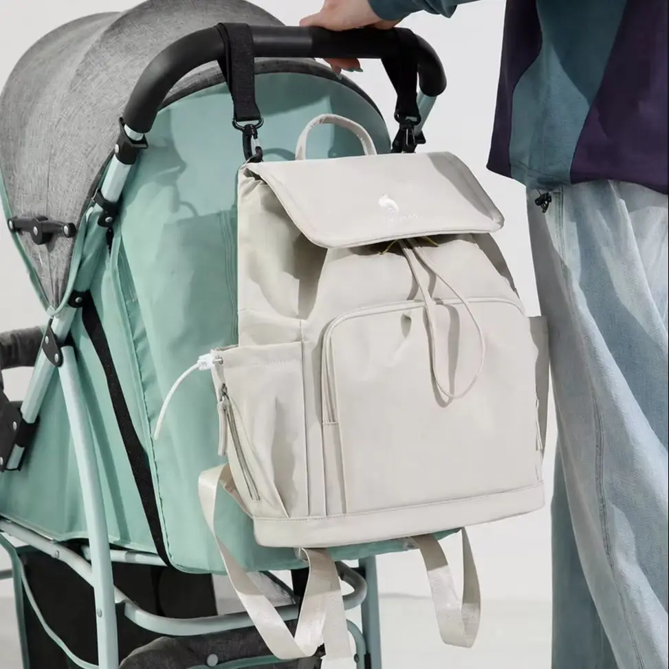 Drawstring Backpack Wet Dry Separation Insulated Bottle Compartment Hand Shoulder Stroller Mommy Travel Bag Nappy Clothing
