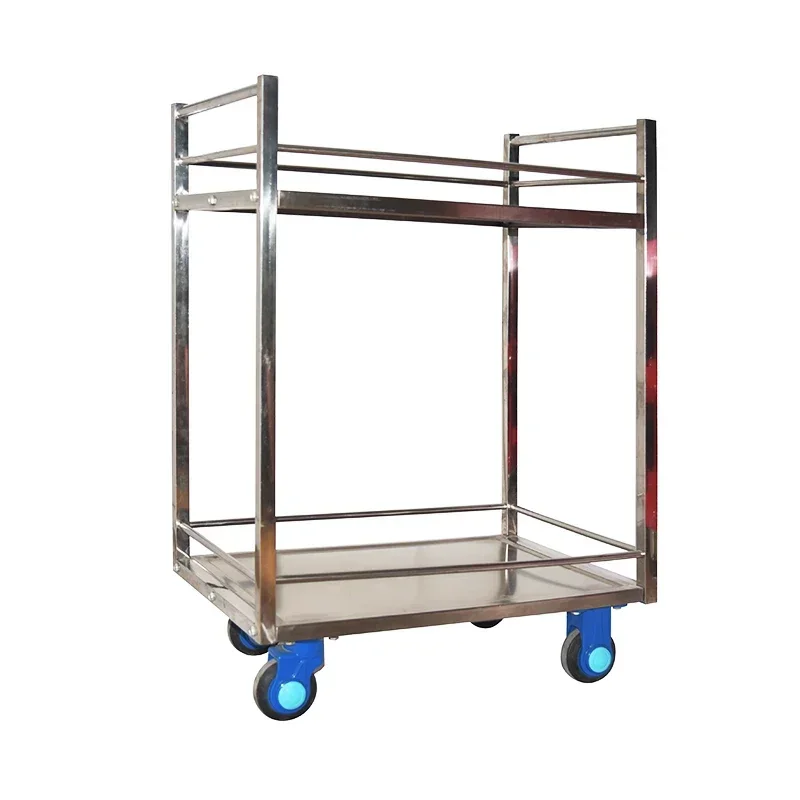TQH6.25 Uni-Silent Flat Truck Handcart Double-deck trolley Pull truck guardrail Stainless steel trolley