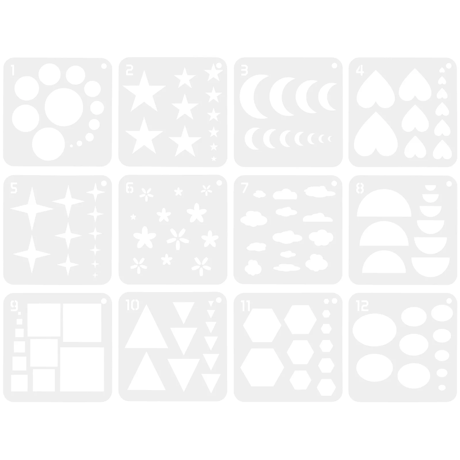 مجموعة قوالب الرسم الإبداعي أدوات الرسم بنمط الاستنسل الفني لتصميم الحرف اليدوية DIY قالب الرسم الإبداعي #1