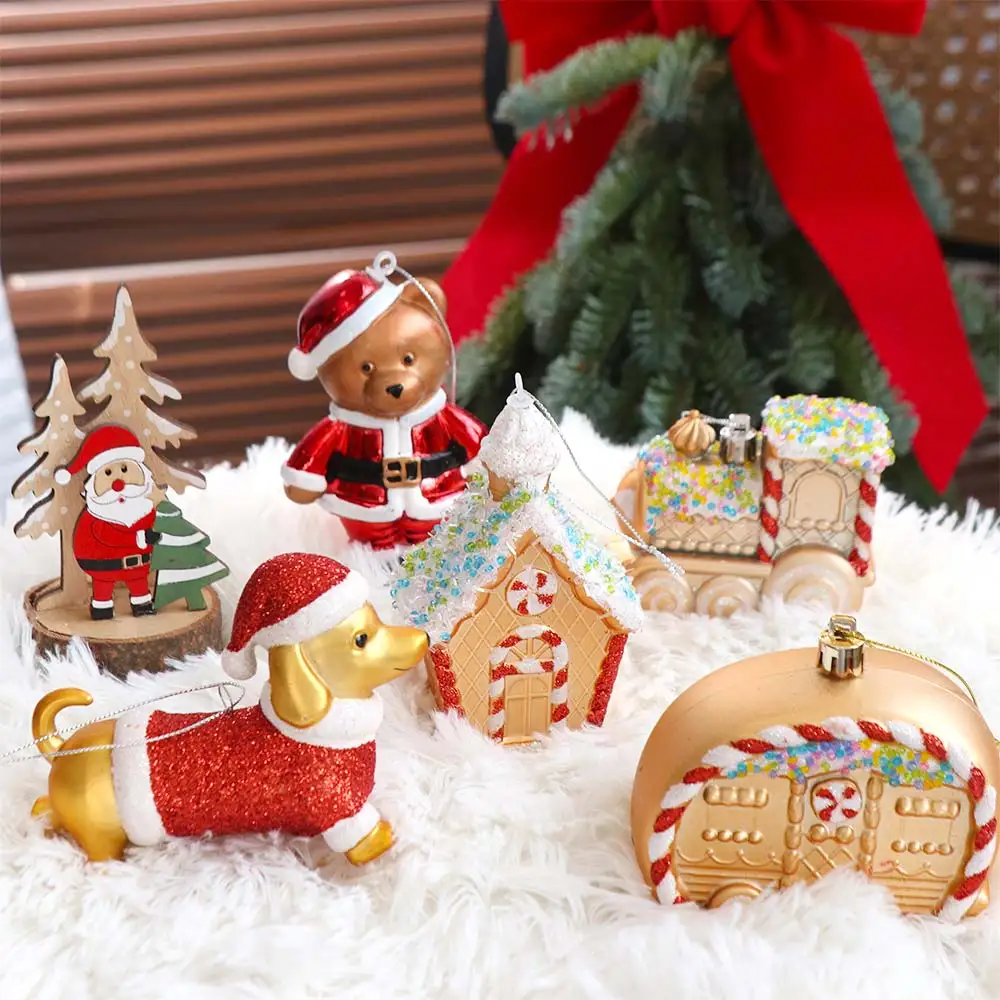 

Gold Christmas Tree Pendant Shimmering Cartoon Little Bear Squirrel Ornament Christmas House Matte Finish