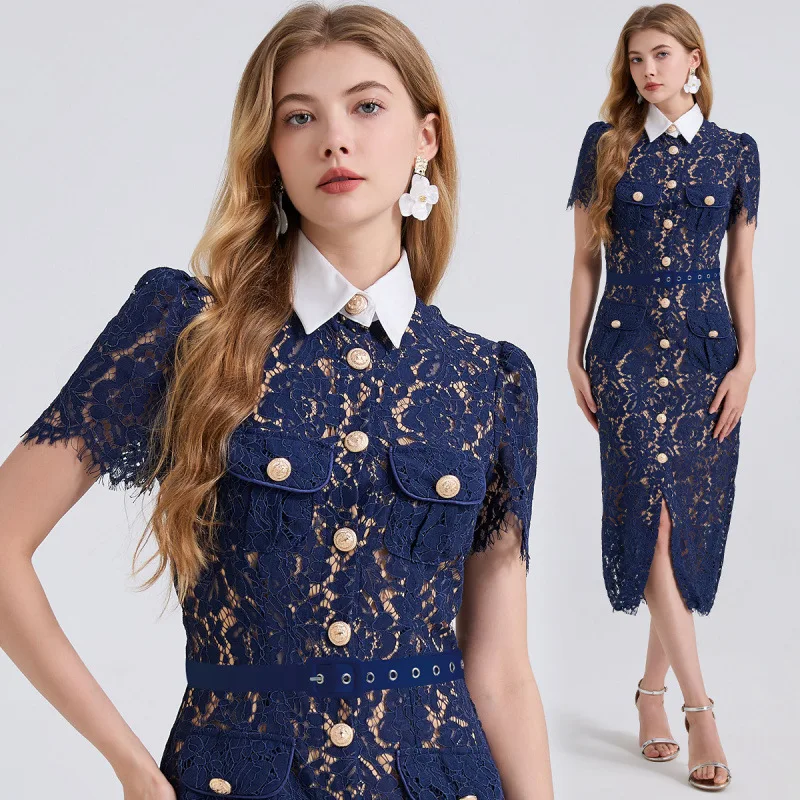 Faionable dentelle couleur Blo Ne sac corde t-shirt dimensionnel ket corps jupe rue Sle taille moyenne ort Sve hiver Dr