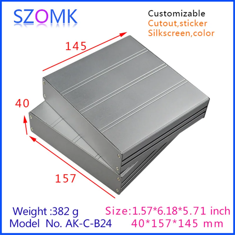 Aluminum electronics enclosure (1Pcs) 40*157*145mm Instrument control box electronics aluminum boxes