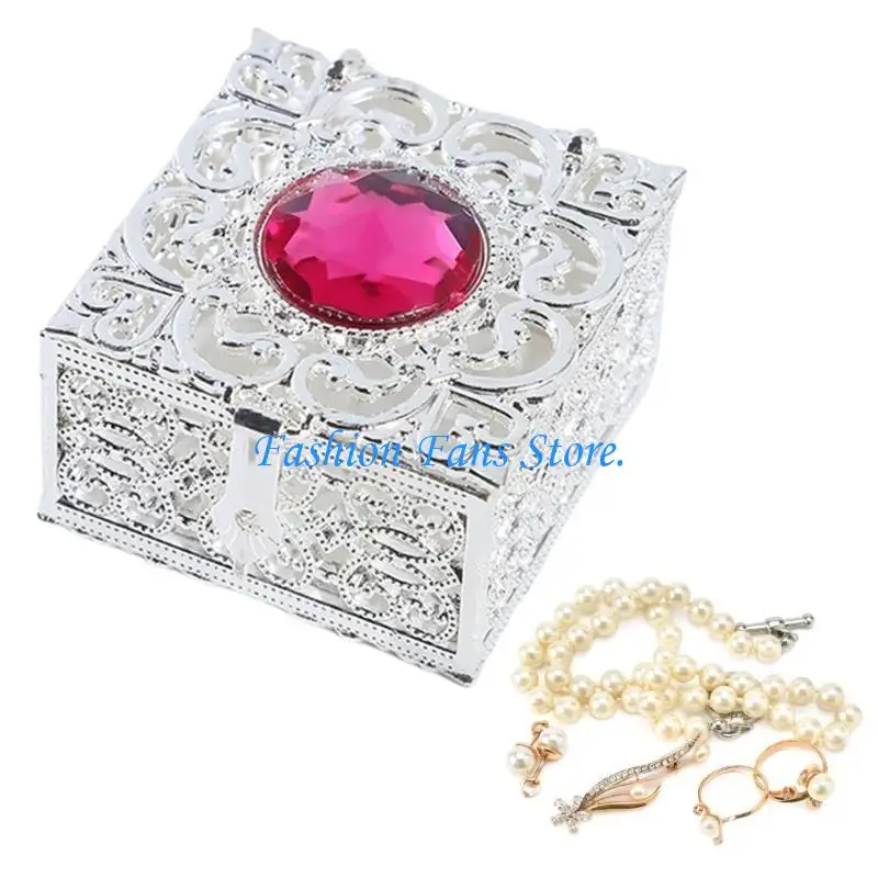 Exquisite Small Jewelry Box Elegant Silver Jewelry Case Jewelry Storage Box For Gemstones And Rosary Beads