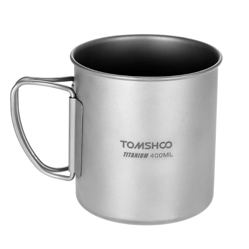 

TOMSHOO 300ml Titanium Cup Outdoor Portable Camping Picnic Water Cup Mug With Foldable Handle